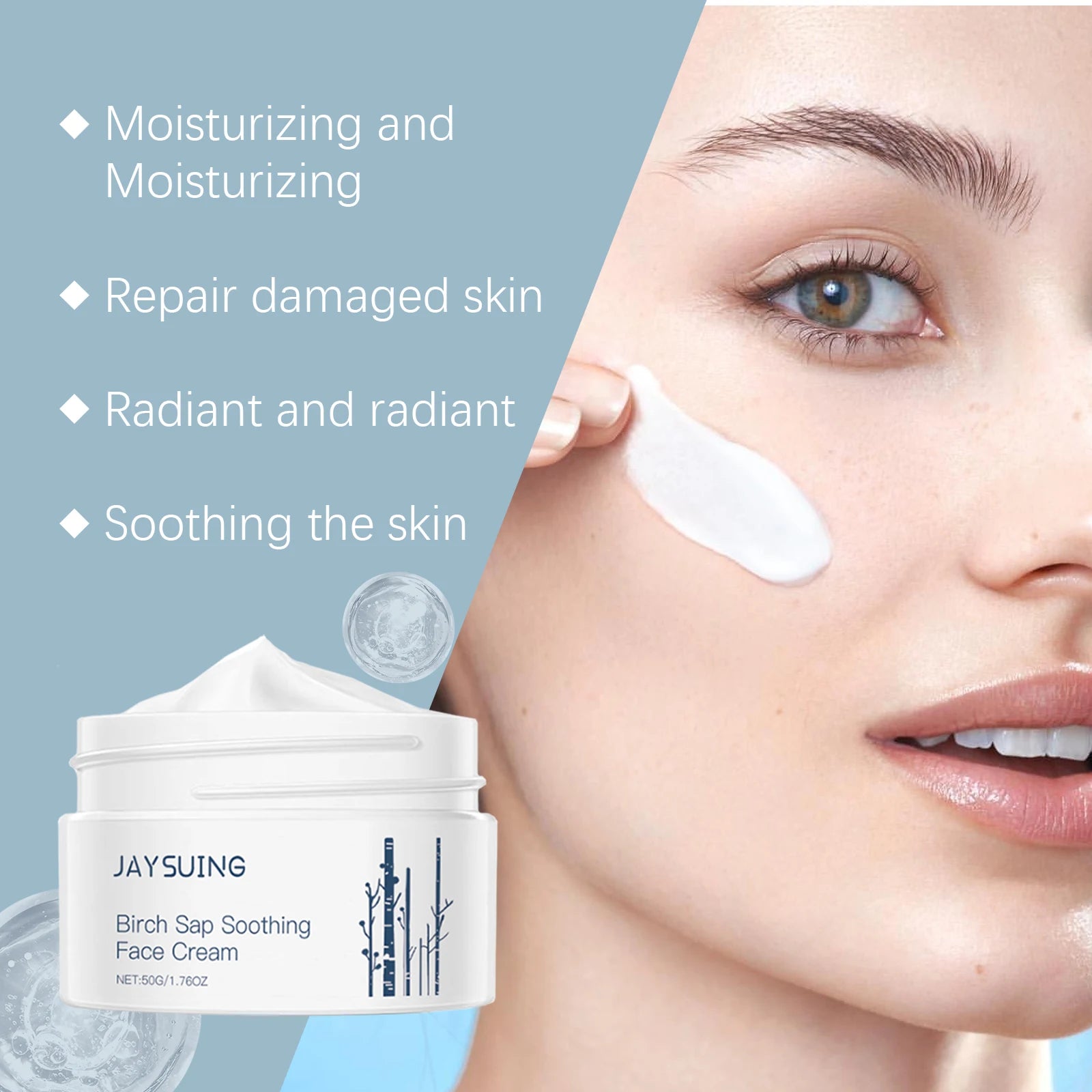 Jaysuing Facial Moisturizing Moisturizing Clean, Dry Birch Sap Soothing Cream Skin Soft Gentle Cream Oasis Select