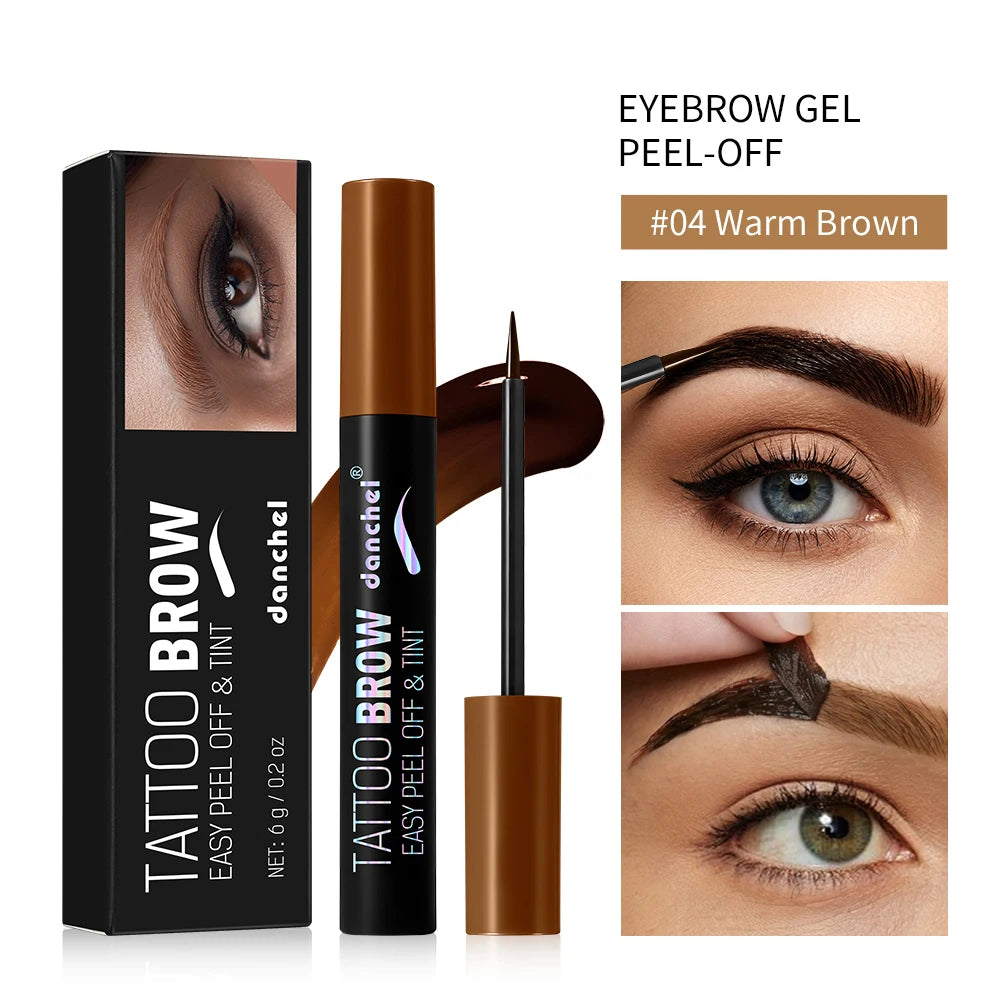 Peel Off Eyebrow Gel Tint 1PC Semi Permanent Waterproof Brow Tattoo Transfer Proof Long Lasting For Fuller Defined Brows Oasis Select 4Warm Brown