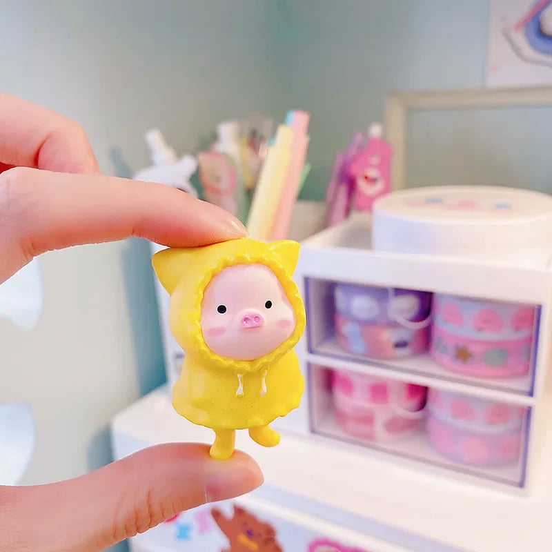 Cute Cartoon Pink Pig Figurine Miniaturas Ornament Resin Piggy Statue Collection Toy Fairy Garden Mini Miniatures Oasis Select