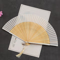 Chinese Style Folding Folding Fan Change Color With Tassel Dance Fan Silk Cloth Bamboo Summer Oasis Select White
