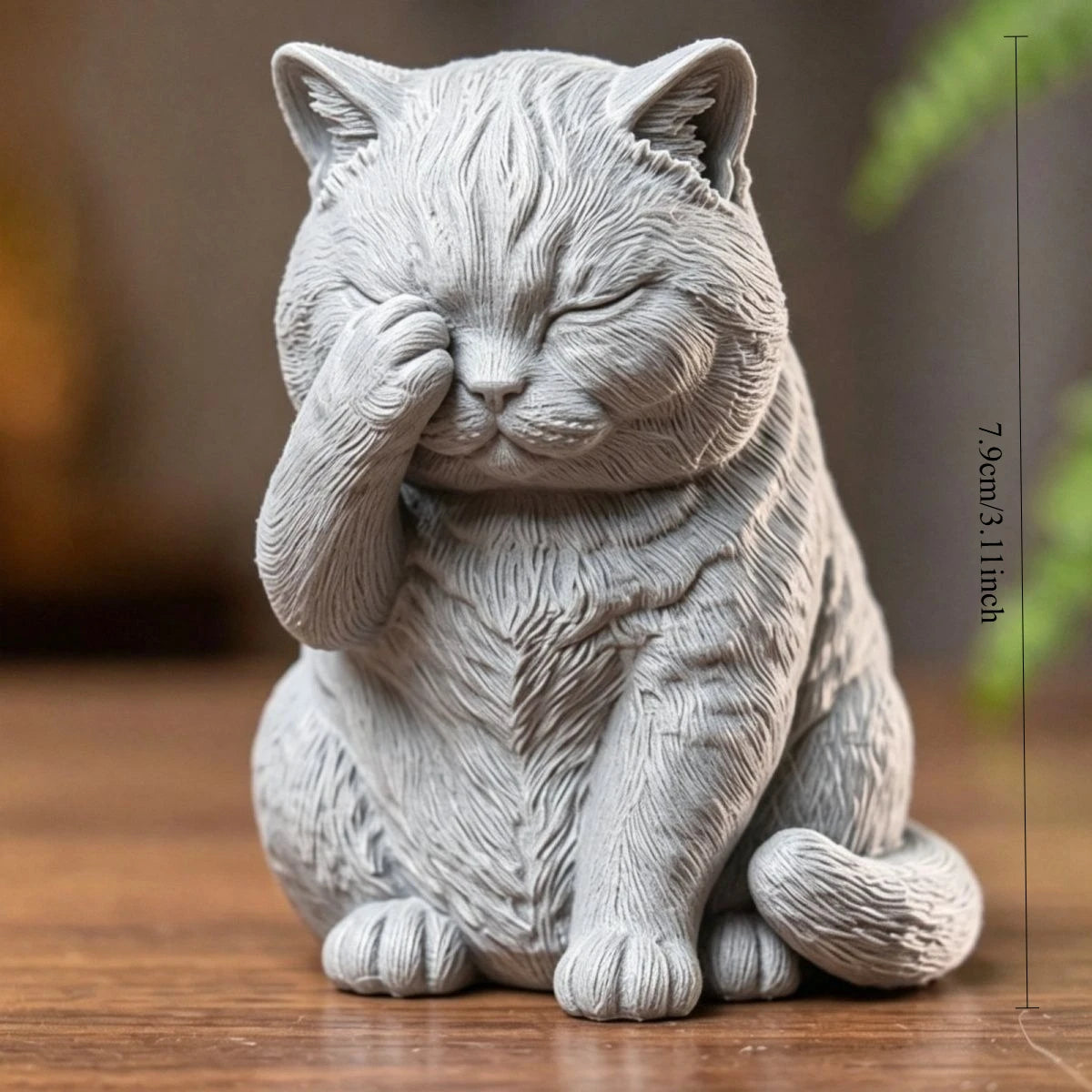 Shy Face Covered Chubby Cats miniature Figurine Diy Cute Kitten Statues for Home Desktop Home Ornaments Decor Pet Memorial Gifts Oasis Select