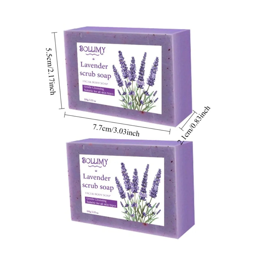 2PCS Lavender Particle Soap, rich in lavender, shea butter, glycerin and other ingredients, gently cleanses the face Oasis Select