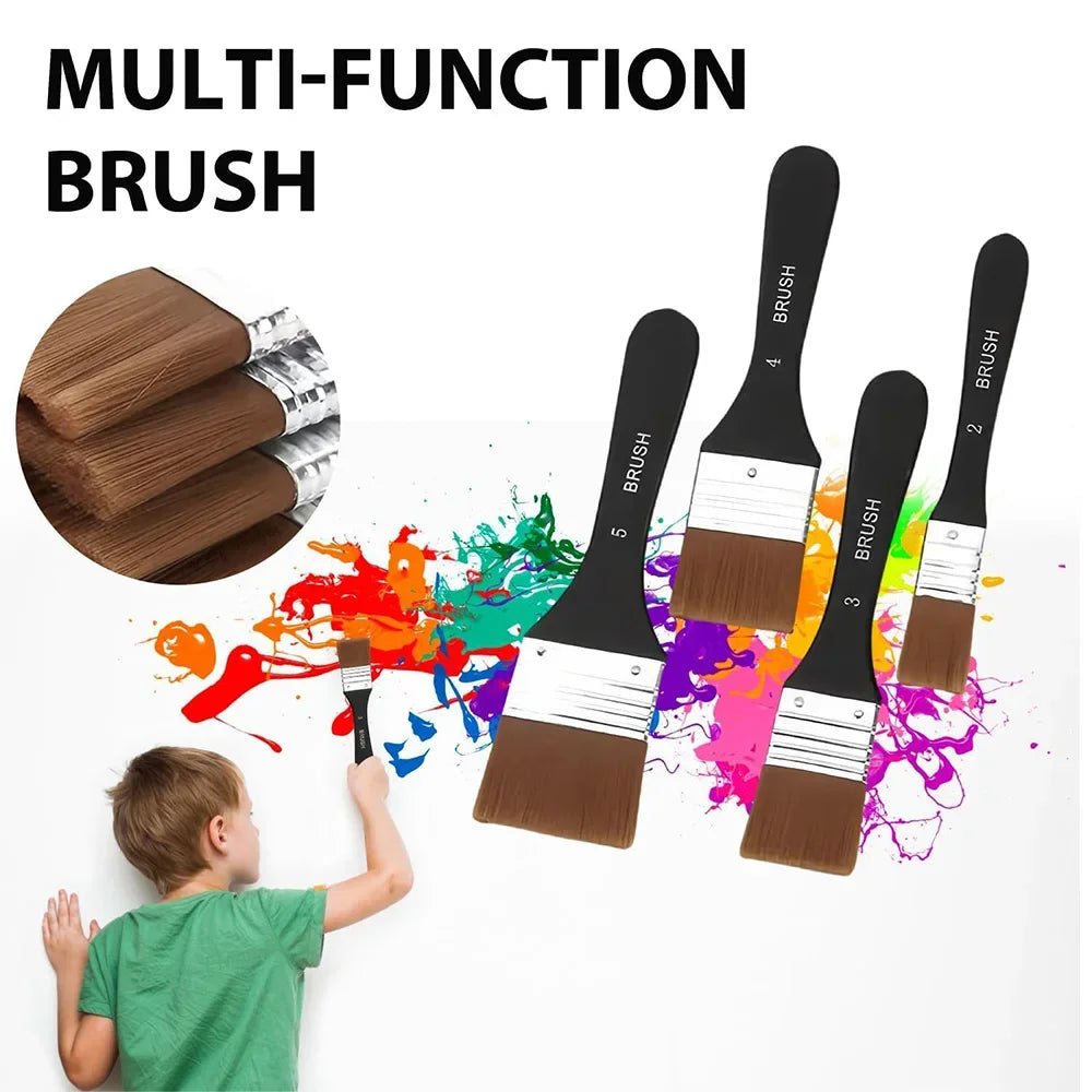 1/3/4 Pcs Paint Brush, Flat Bright Paint Brushes Craft Basecoating Paint Brushes with Wooden Handle for Acrylic, Oil, Watercolor Oasis Select