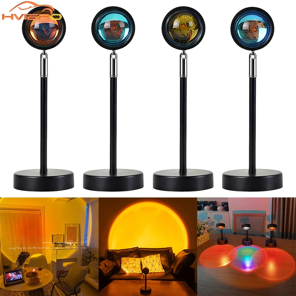 Sunset Rainbow LED Projector Lamp | USB Night Light for Home Decor