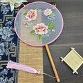 Chinese Style Classical Embroidery Group Fan Gifts Cheongsam Catwalk Photo Props Stage Performance Show Dance Party Round Fan Oasis Select Three Pink Pe