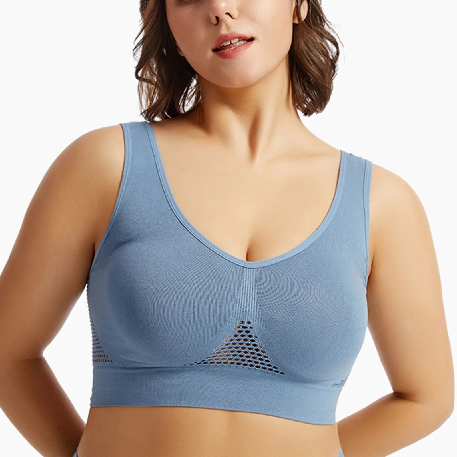 Breathable Sports Bra Top Fitness Women Brassiere Removable Padded Sport Bra Running Gym Seamless Push Up Bras Oasis Select