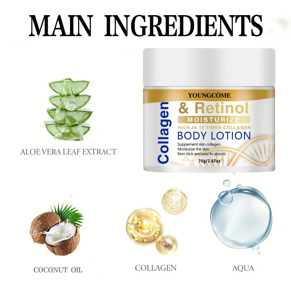 Collagen Retinol Face Body Lotion Moisturizing Non-Greasy Fast Absorption for Dry Skin Daily Care Face Body 40/70g Oasis Select