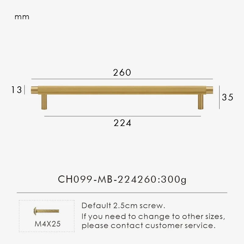 Solid Brass Linear Cabinet Handle Drawer Tbar Cabinet Door Pull White Matte Gold Bronze Available Many Size Opation Oasis Select CH099-MB-224260