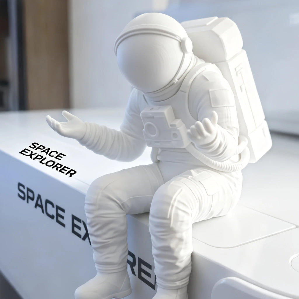 Funny Seated doubt "What Can I Do" Astronaut Figurine Mini Desk Monitor Topper Spaceman Sculpture for Home Office Car Decor gift Oasis Select