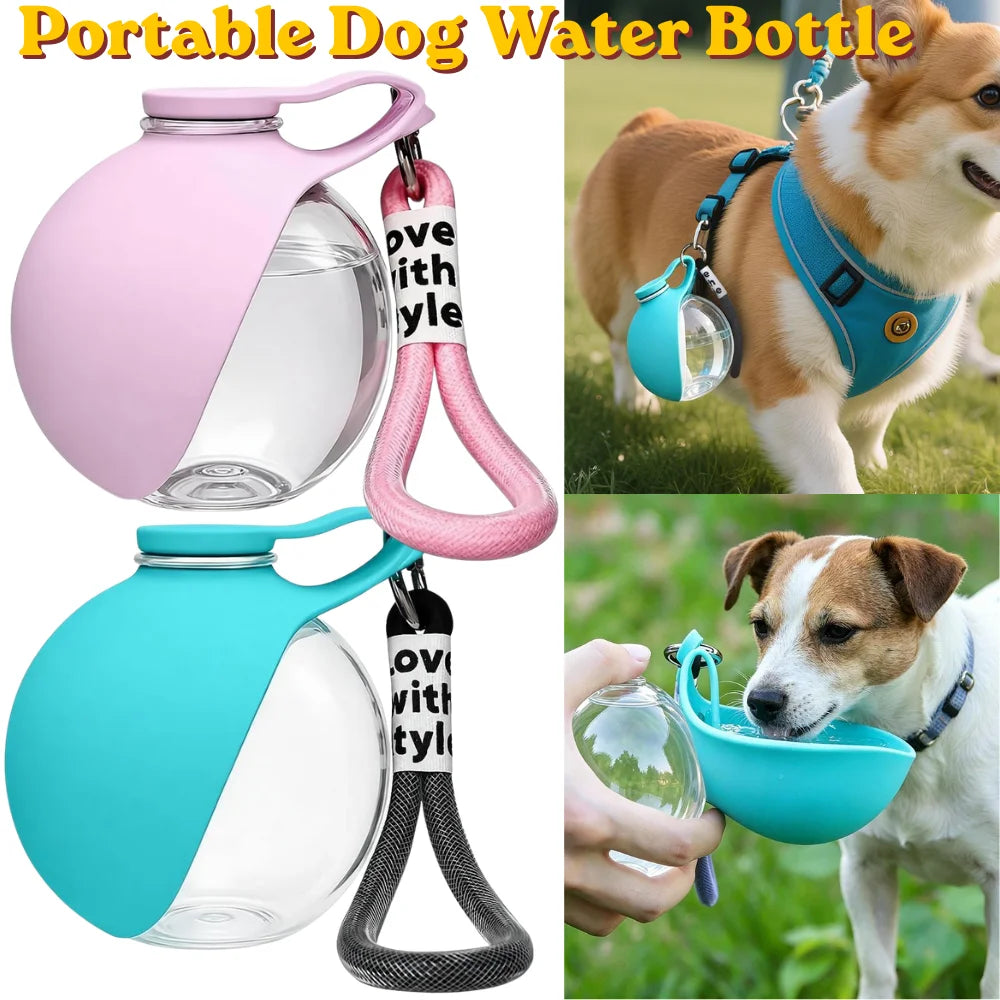 285ML Dog Water Bottle with Foldable Silicone Bowl for Dogs and Cats Portable Outdoor Companion Foldable Silicone Dog Cup Oasis Select