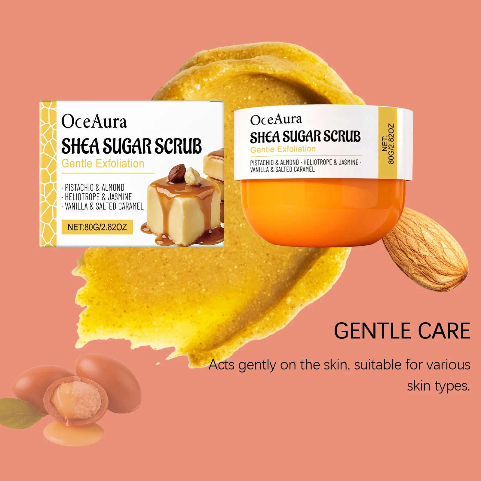 Hydrating Body Scrub Caramel Shea Sugar Scent Deep Exfoliation Remove Dead Skin Brightening Dull Skin Smoothing Bath Body Scrub Oasis Select