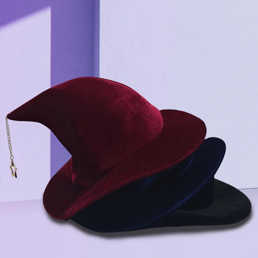 Adult Kids Halloween Witch Hat with Star mon Pattern Masquerade Wizard Hat Cosplay Costume Halloween Party Funny Dress up Props Oasis Select