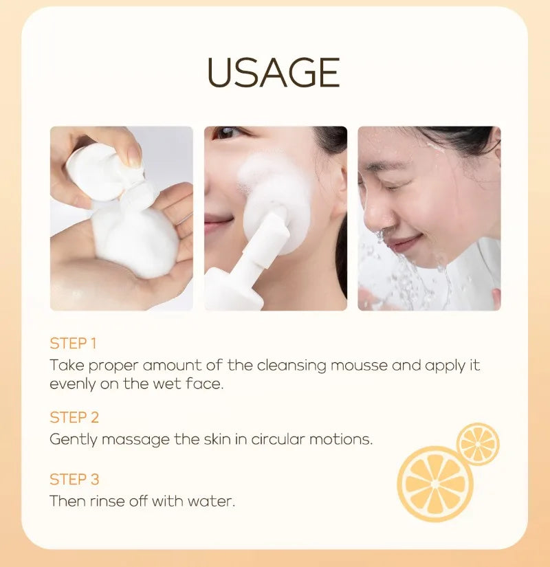 120ml Vitamin C Cleansing Mousse Facial Care Cleansing Pore Brightening Skin Tone Shrinking Pore Facial cleanser Skin care Oasis Select