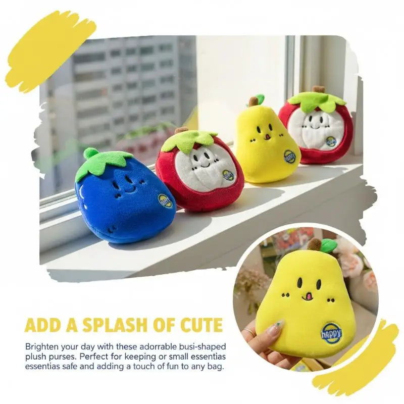 Fruit Series Plush Coin Purse Cute Soft Mini Wallet Key Card Organizer for Girls Daily Carry Accessory Oasis Select