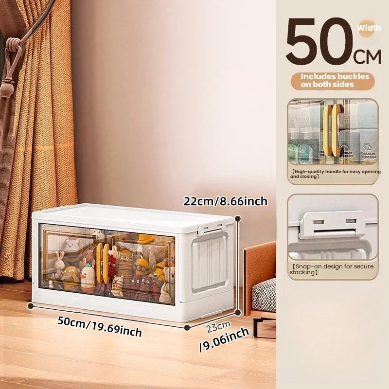 Double-door living room storage cabinet, folding floor-standing storage box, no installation required, simple storage cabinet Oasis Select 50cm-1 layers-clear