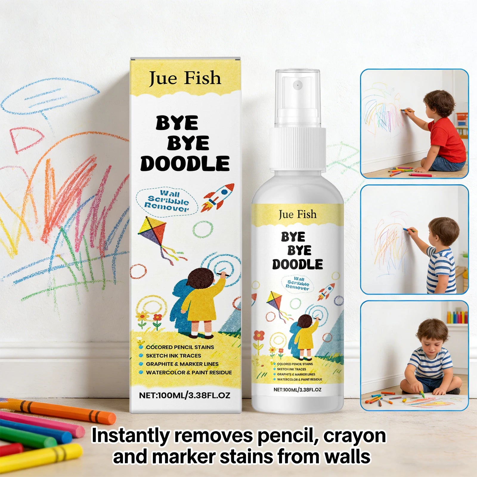 Doodle Remover Cleanser Wall Graffiti Cleaner Wall Colored Pencil Stains Remove Wall Spots Household Wall Cleaning Spray Oasis Select