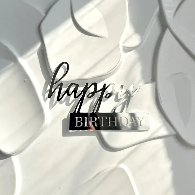 Acrylic Side Happy Birthday Cake Decoration Happy Anniversary Cake Topper Party Supplies Baking Decorating Accessories Oasis Select B