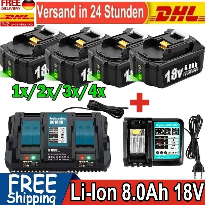 For Makita 18V Battery 8000mAh Replacement Battery Compatible For Makita BL1830 BL1850 BL1840 BL1840B BL1850B BL1890 Power Tools Oasis Select