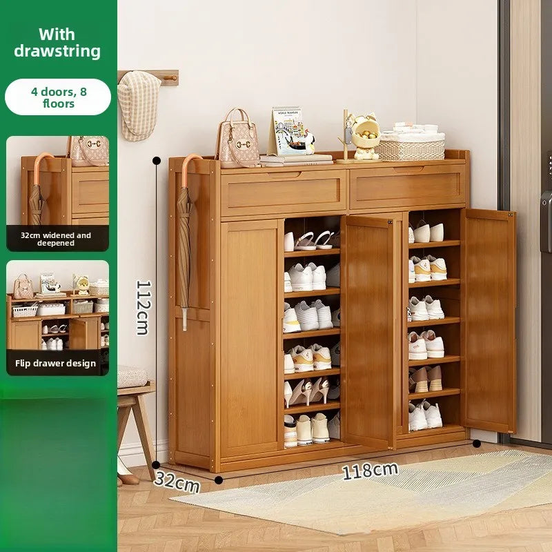 Durable Shoe Cabinet, Nanzhu Shoe Rack At The Entrance Of The Home, Storage Artifact, Space-saving And Dust-proof Entry Oasis Select DC-4 Door-8-B