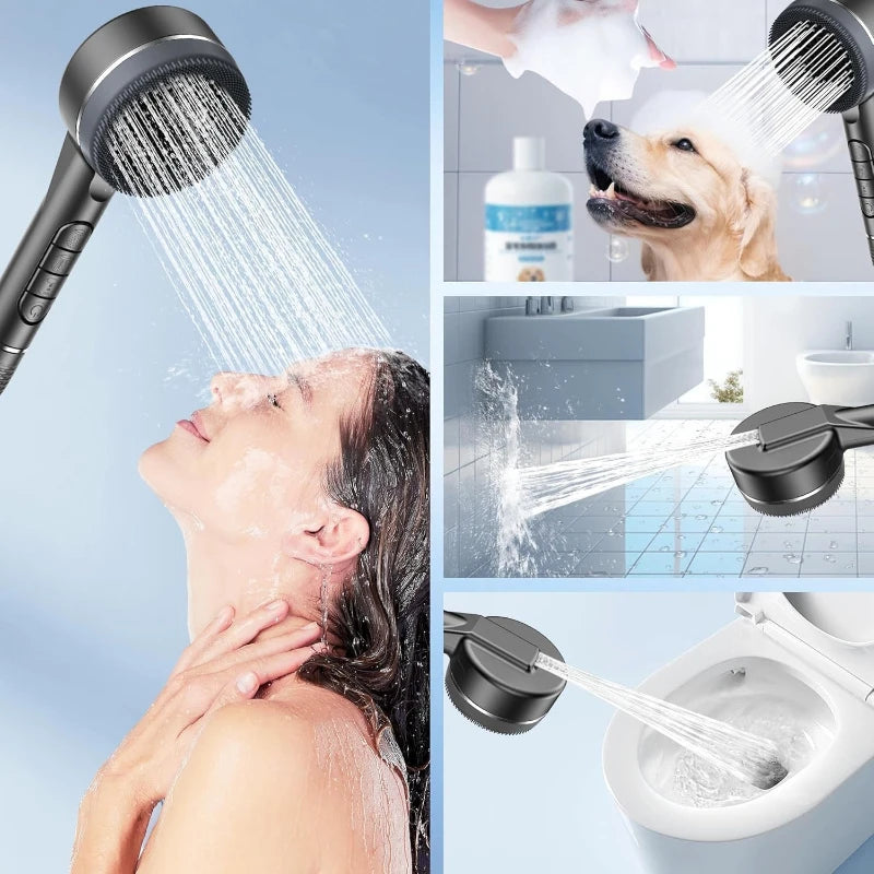 Shower Head 4 Modes Self-cleaning Water Saving Adjustable High Pressure Showerhead Handheld Spray Hangable Bathroom Accessories Oasis Select