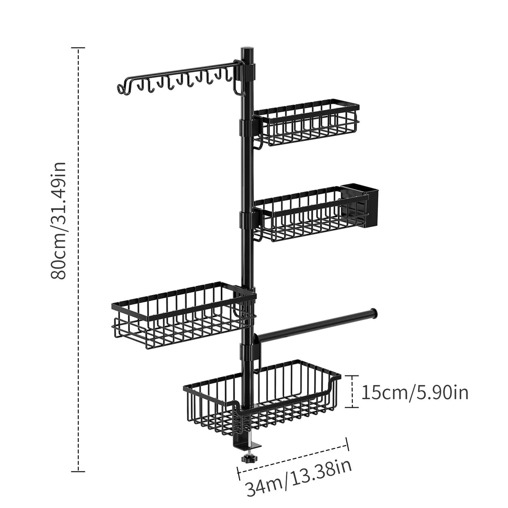 Outdoor BBQ Side Hanger Kitchen Supplies Tissue Tools Storage Basket Camping Oven Seasoning Shelf Oasis Select black