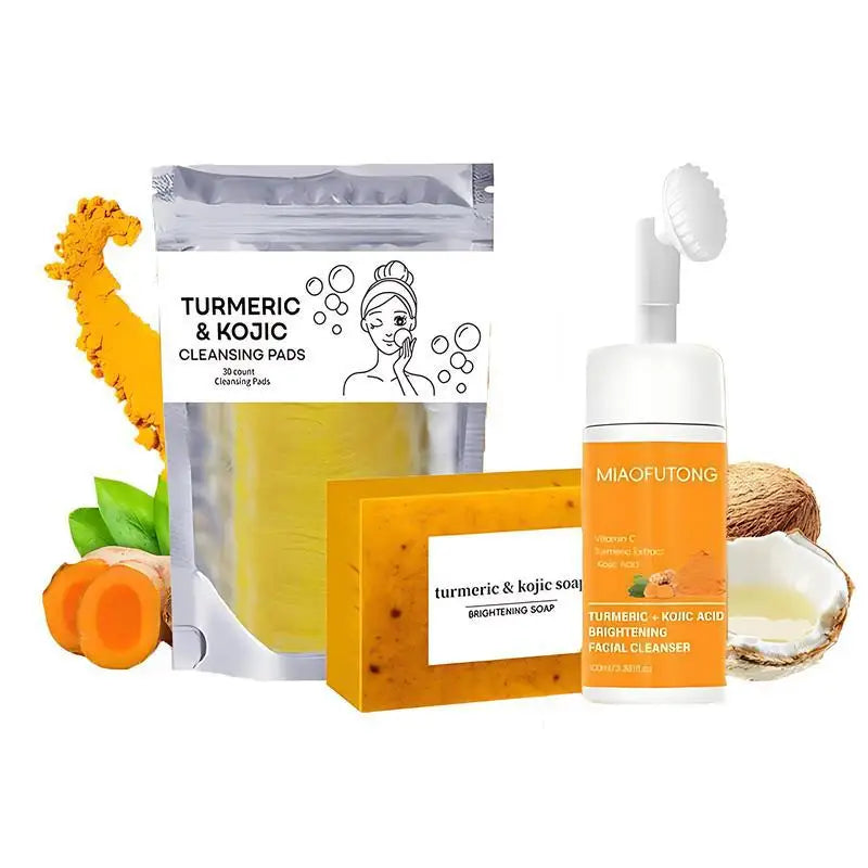 Turmeric Cleanser & Soap Sets Deeply Cleansing Kojic Acid Blackhead Remover Skin Cleansing Oil Control Fade Acne Marks Brighten Oasis Select