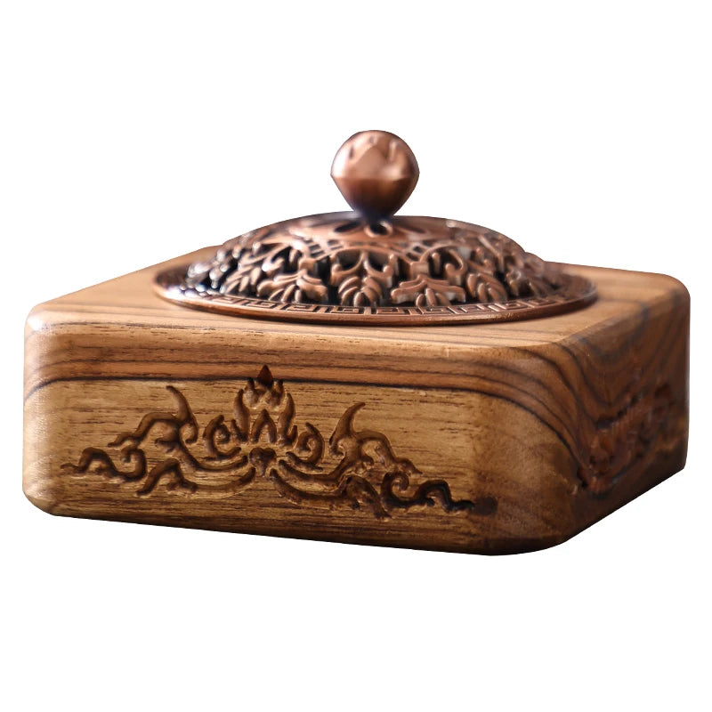 Chinese Solid Wood Incense Burner Household Indoor Incense Burner Zen Thread Incense Burner Oasis Select