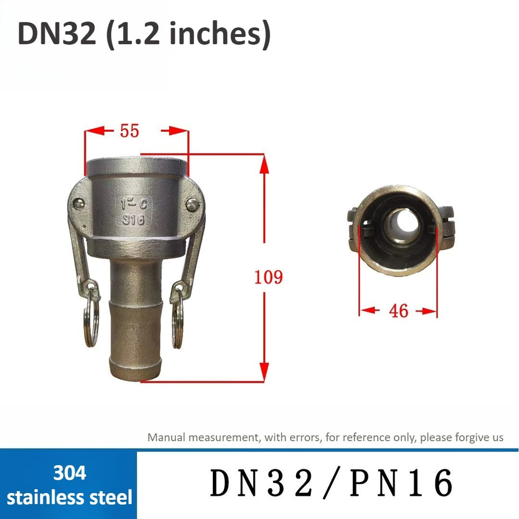 C-type Quick Connector 304 Stainless Steel DN15 20 25 32 40 50 Lever Type Leather Tube Quick Female End Soft Quick Plug Oasis Select DN32-304