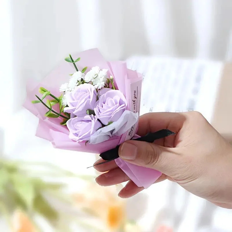 1 Mini Rose Bouquet, with good wishes, Valentine's Day, Mother's Day, Teacher's Day gifts, Artificial roses Oasis Select PURPLE