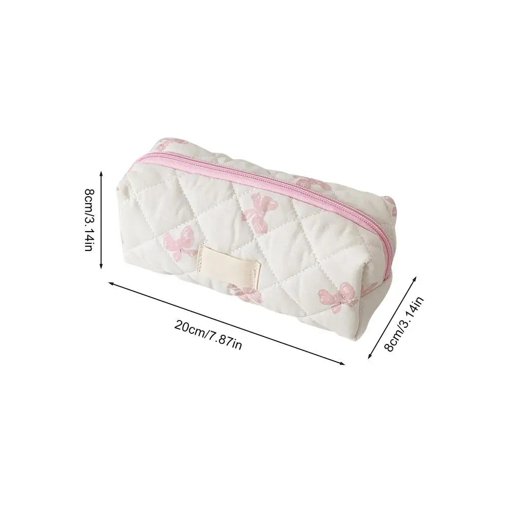 Large Capacity Storage Bag Pencil Case Makeup Bag Bow Print Cosmetics Bag Sundry Storage Bags Organizer Student Stationery Oasis Select Pinks