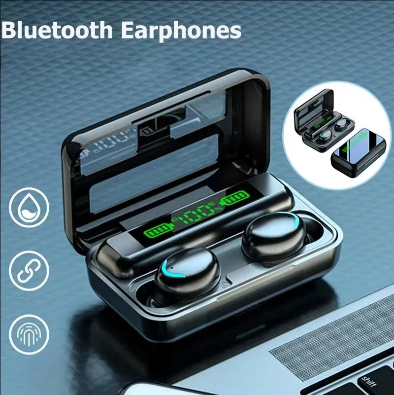 New F9 Bluetooth Headphones 9D Stereo High Bass Sport Earphones Handfree Touch Control Tws Wireless Earbuds Waterproof Headset Oasis Select