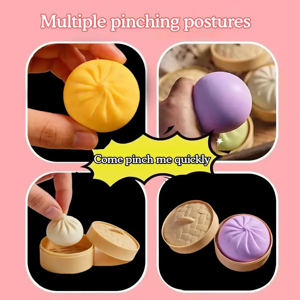 Realistic Colored Steamed Bun Toy With 6cm Small Steamer Slow Rebound Molding Soft Pressure Relief For Office Study Relaxation Oasis Select