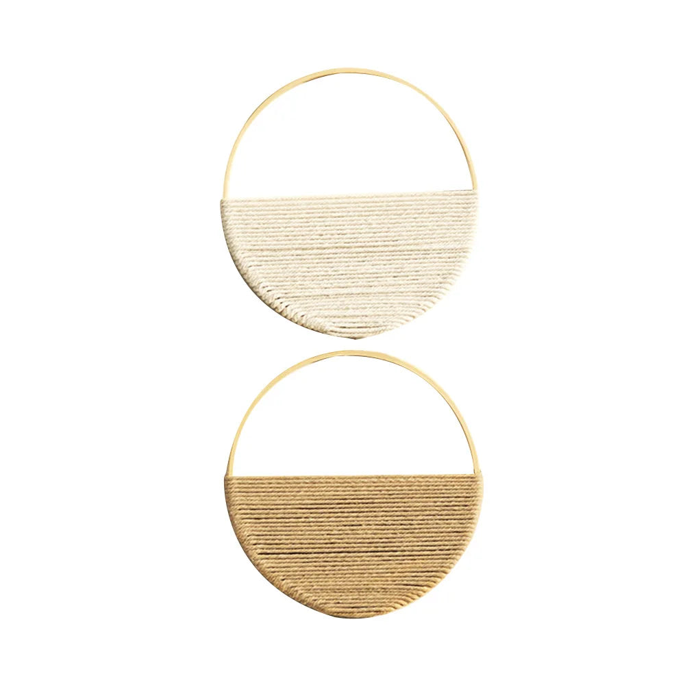 Ins Bohemian Style Double Circular Shelving Wall Decoration Pure Hand-woven Wall Hanging Room Decor Aesthetic Oasis Select