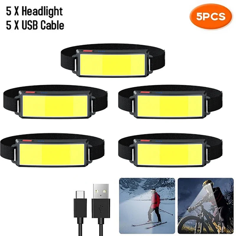 KDULIT COB LED Headlamp | USB-C Rechargeable, IPX4 Waterproof