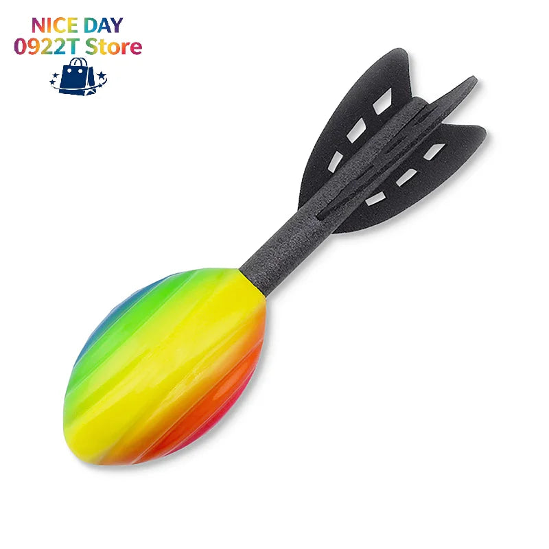 29cm Rainbow Foam Spiral Rocket Football Hand Throwing Toy Outdoor Long Distance Darts Toy Integrative Fun Throwing Game@#X Oasis Select