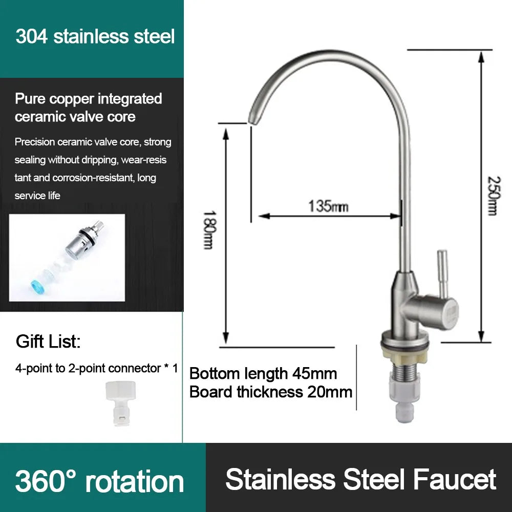 Stainless Steel Water Filter Faucet | 360° Swivel Kitchen Tap