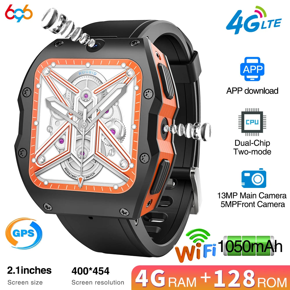4Gb+128Gb Smart Watches 5MP+13MP HD Camera 1050mAh WiFi GPS 4G LTE Android Smartwatch Face Unlock Men Women Fitness Waterproof Oasis Select
