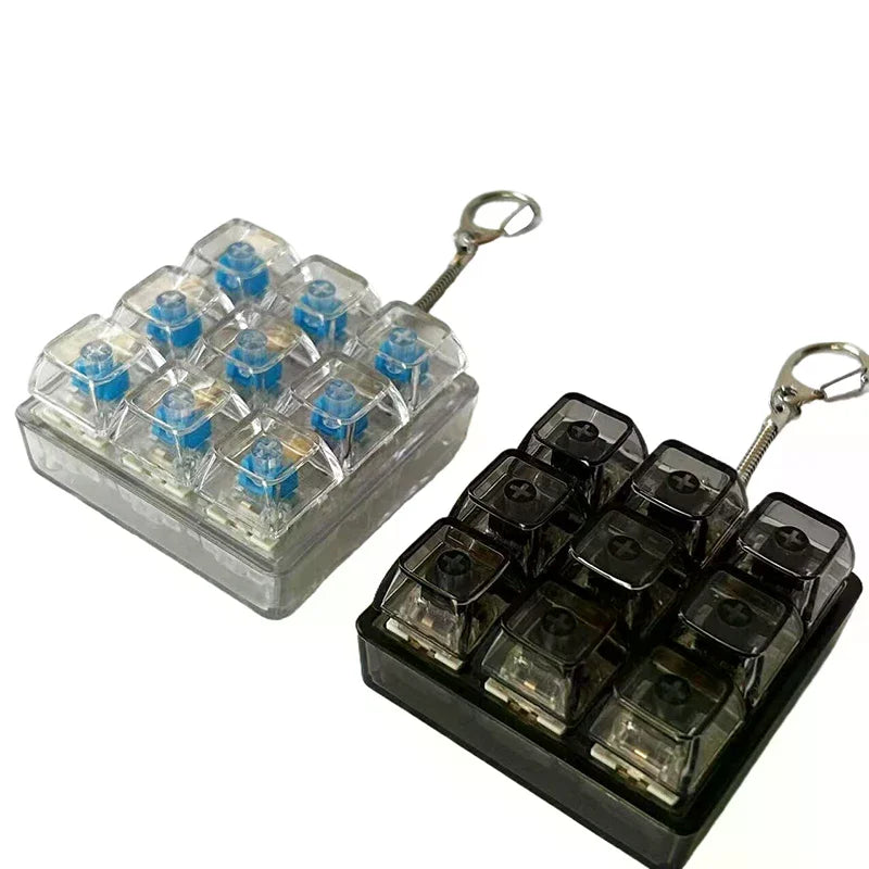 4/9 Keys Mechanical Keyboard Axis Tester LED Keyboard Key Toy Stress Relief DIY Button Keycap Fidget Keychain Toys Gift Oasis Select