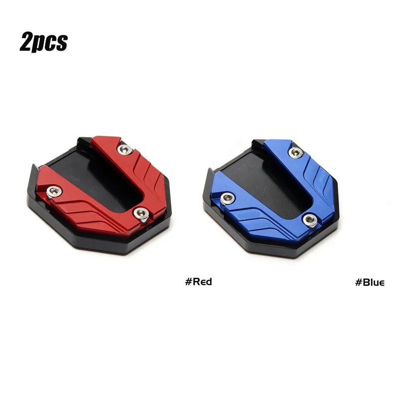 1/2/3PCS Aluminum Alloy Motorcycle Bike Kickstand Extender Foot Side Stand Extension Foot Pad Support Plate Oasis Select Red-Blue