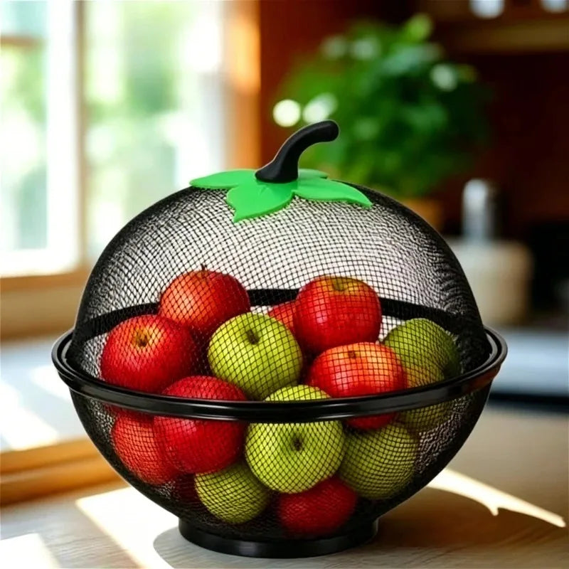 3pcMetal Fruit Basket with Mesh Cover, Kitchen Storage Rack Suitable for Home and Outdoor - Easy To Clean and Moisture Resistant Oasis Select