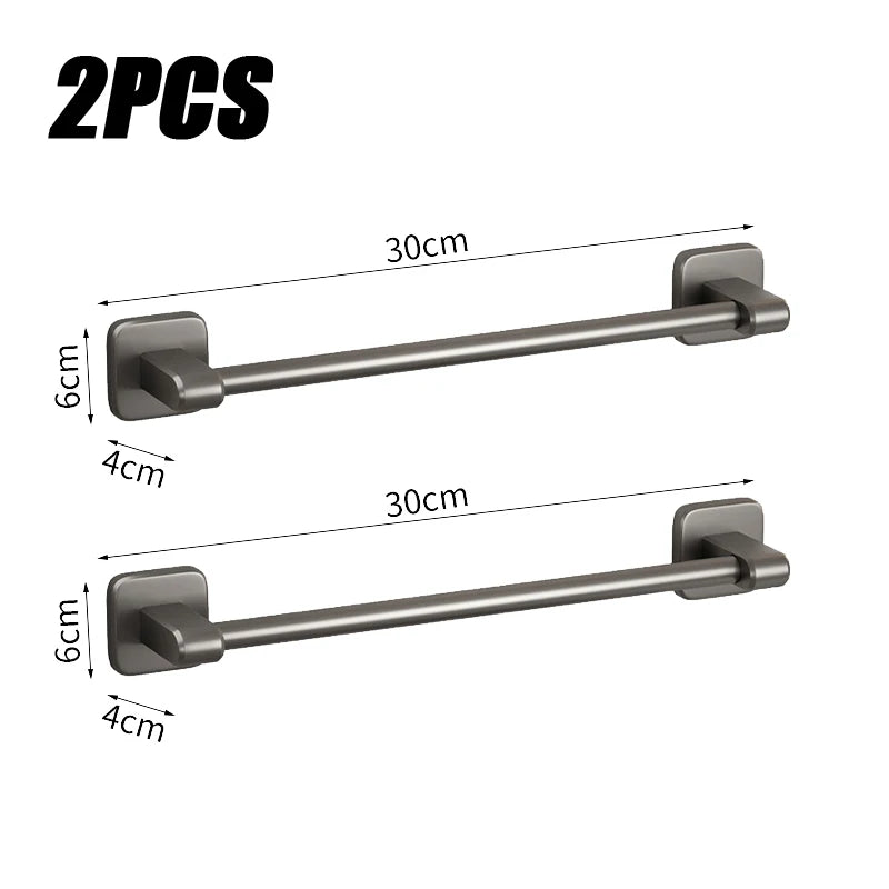 Bathroom Towel Rack Stainless Steel Towel Rack Slipper Rack Hole-Free Towel Bar Bathroom Shelf Organizer Kitchen Storage Racks Oasis Select Grey 30cm 2PCS