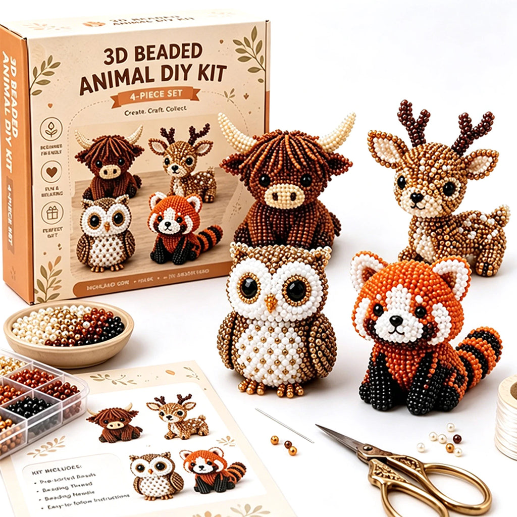 3D Beaded Animal Craft Kit – DIY Bead Pet Keychain Making Set