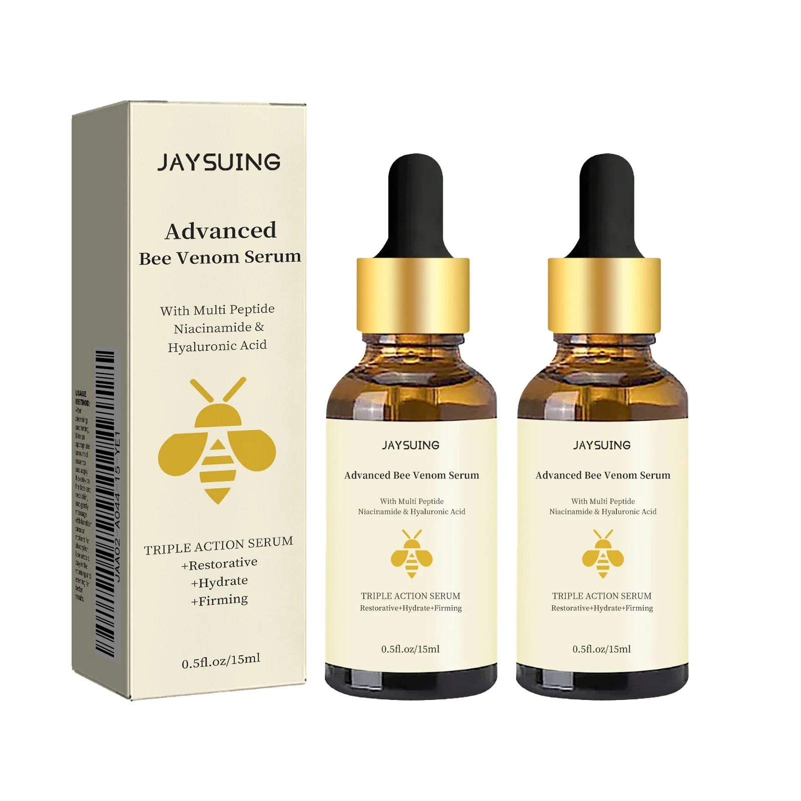 Jaysuing Bee Venom Serum Tighten Lightens Fine Lines Repair Dullness Moisturizing Firming Facial Skin Essence Brightening Skin Oasis Select 2pcs