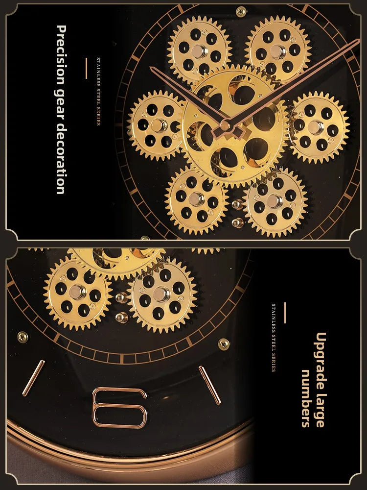 New Creative Wall Clock for Living Room Mechanical Light Luxury Wall-mounted Decorative Clock Without Drilling Oasis Select