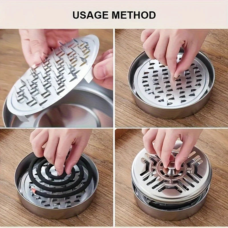 Stainless Steel Fireproof Mosquito Coil Tray - Heat-Resistant And Safe Design - Ideal For Homes, Offices, And Apartments. Oasis Select
