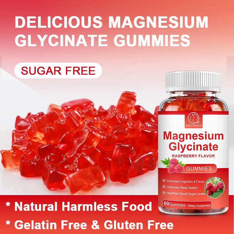 BBEEAAUU Glycinate Magnesium Gummies Support Sleep Health Calm Relieves Stress Support Memory Concentration and Muscle Spasms Oasis Select