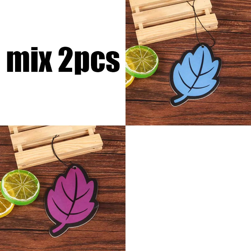 1/2/3/4Pcs Car Air Freshener Natural Scented Tea Paper Auto Hanging Vanilla Perfume Fragrance Leaf Shape Car Interior Oasis Select 2pcs-mix 2