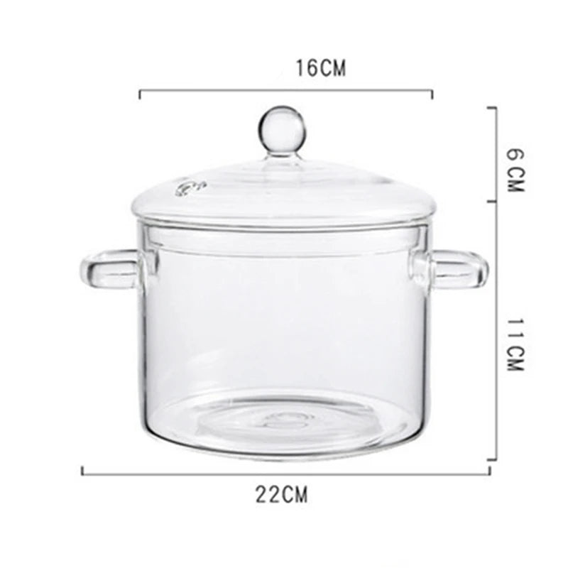 WISH Glass Pots For Cooking On Stove - 1.9L/64Oz - Heat-Resistant Glass Cooking Pot With Lid, Microwave And Dishwasher Safe Oasis Select