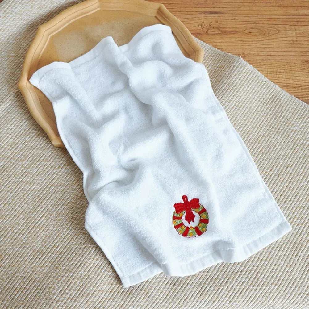 Soft Cotton Towels Merry Christmas Santa Claus Hand Towels 32x45cm Absorbent Hand Bath Towels for Home Hotel Bathroom Oasis Select White 32X45cm