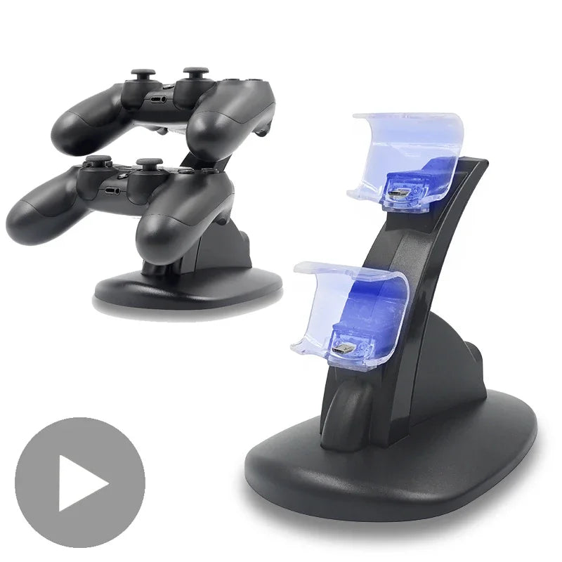 PS4 Dual Controller Charging Dock Stand with LED Indicator